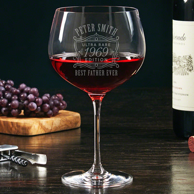 Ultra Rare Edition Personalized Balloon Red Wine Glass